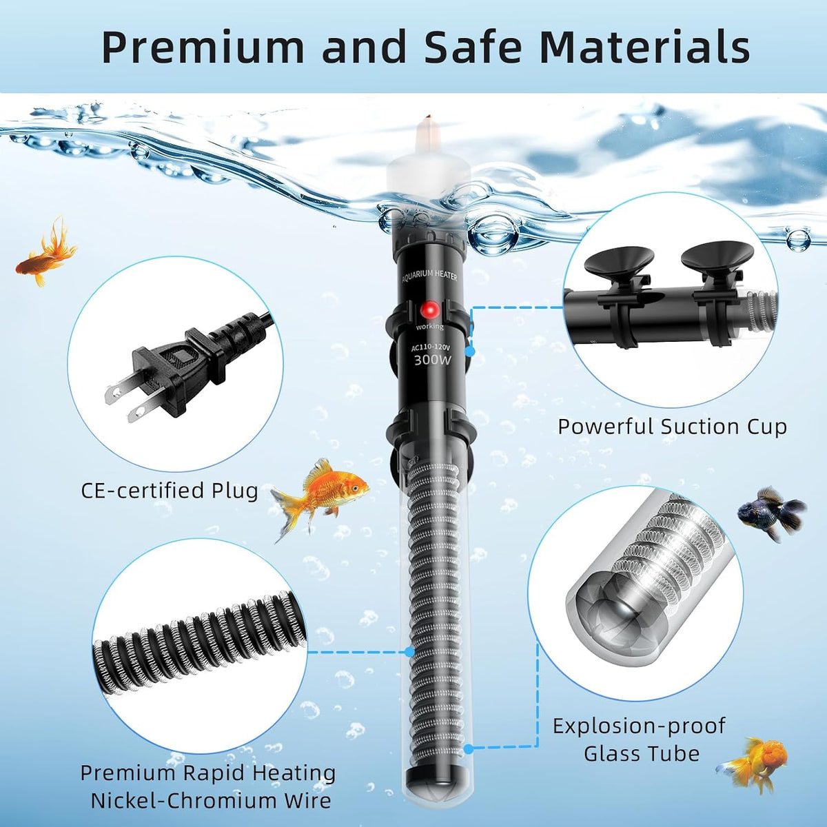 HiTauing Aquarium Heater 25W/50W/100W/200W/300W - 300w - image 3