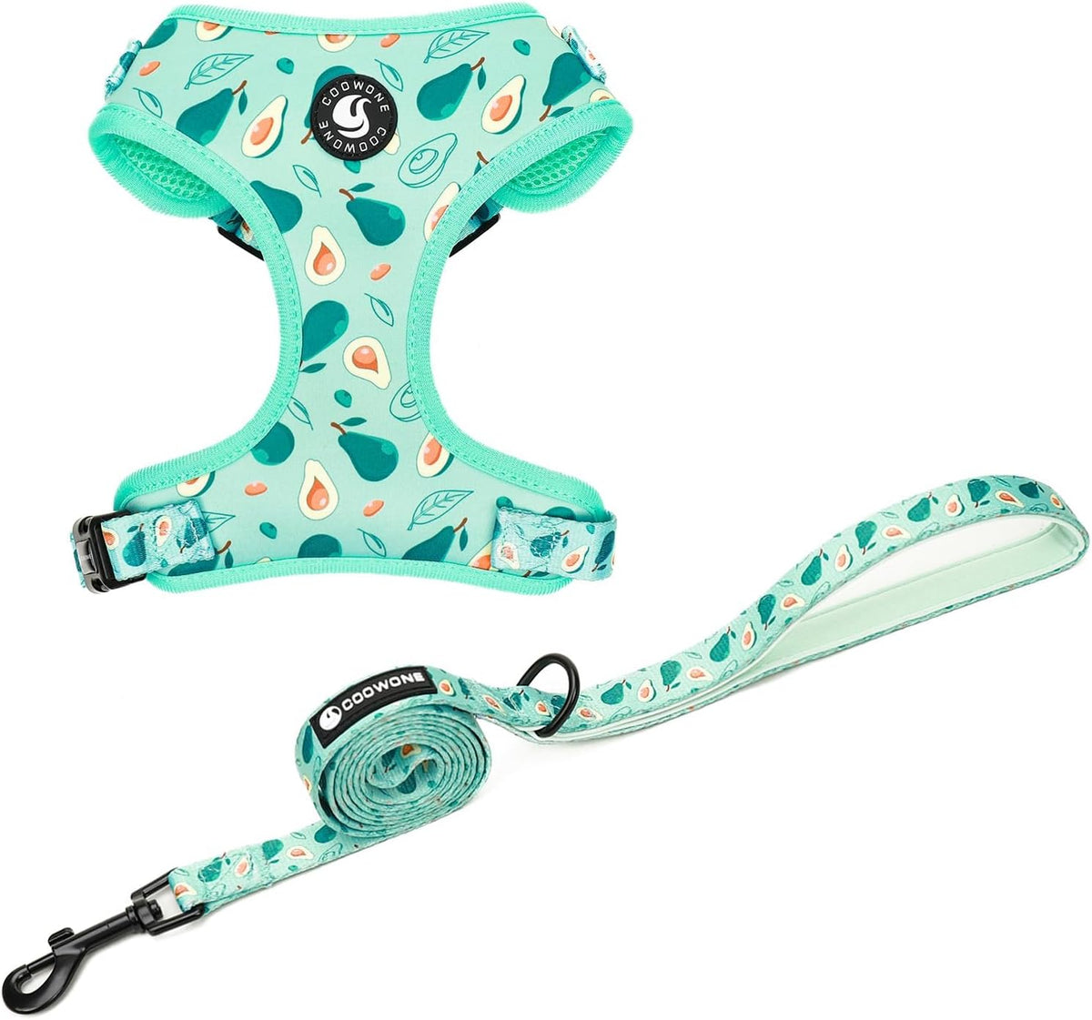 Dog Cat Harness and Leash Set - Avocado / M (Neck 13.4"-16.5"; Chest 17.7"-23")