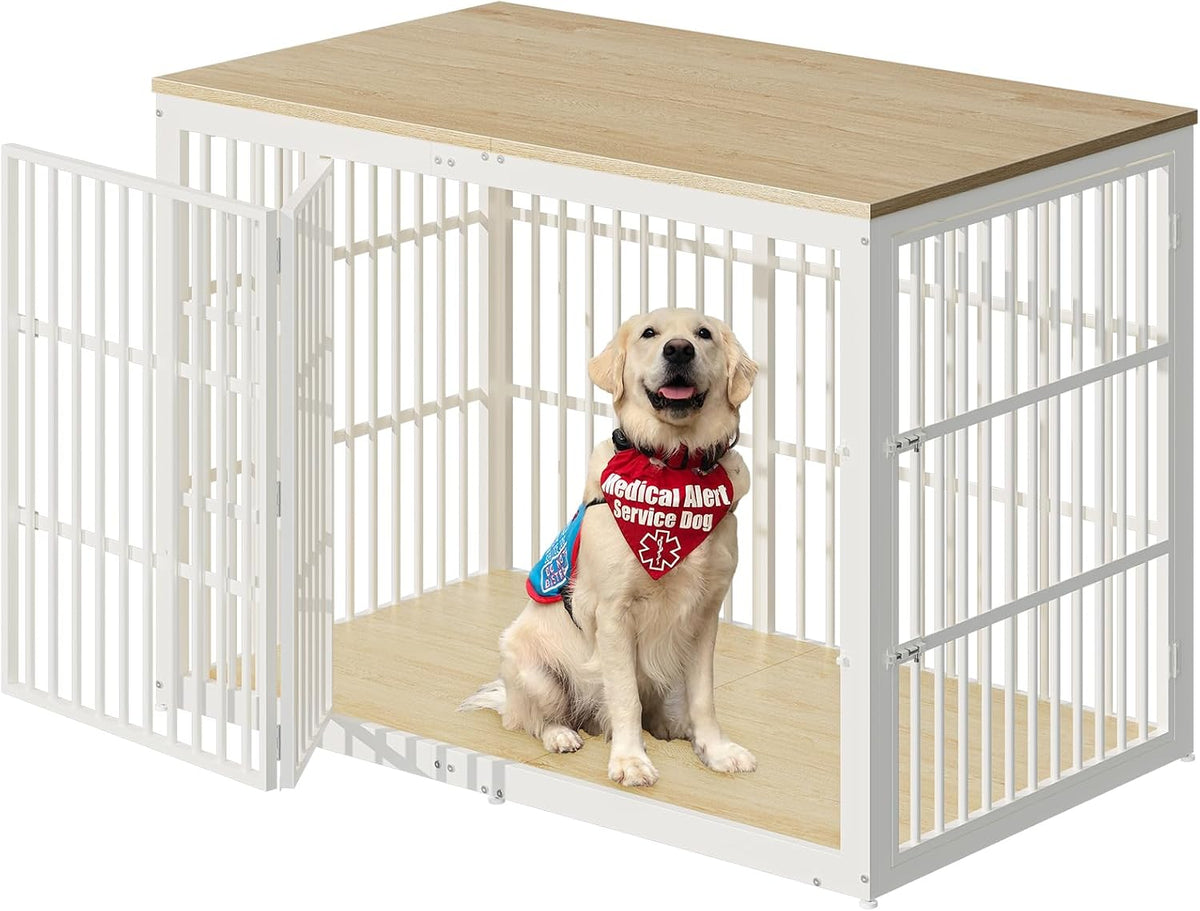 Lyromix 54" Dog Crate Furniture with Foldable Door - Natural Beech / 53.8"L x 31.9"W x 37.2"H