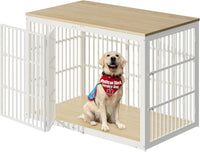 Lyromix 54" Dog Crate Furniture with Foldable Door - Natural Beech / 53.8"L x 31.9"W x 37.2"H