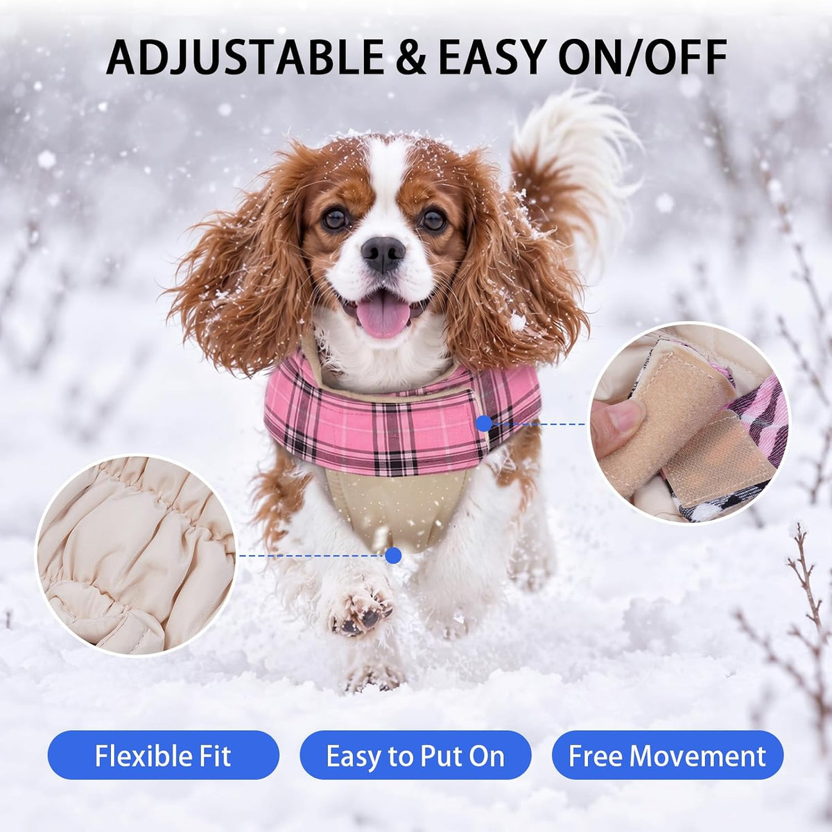 Winter Dog Jackets, Reversible Dog Coat with Leash Hole - Pink / 2XL - image 2
