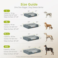 Jumbo Dog Bed for Extra Large Dogs, Orthopedic Dog Bed with Cooling Gel Memory Foam, Waterproof Pet Bed with Removable Washable Cover, 45" Pet Sofa Couch Dutch Velvet with Bone Toy, Dark Gray