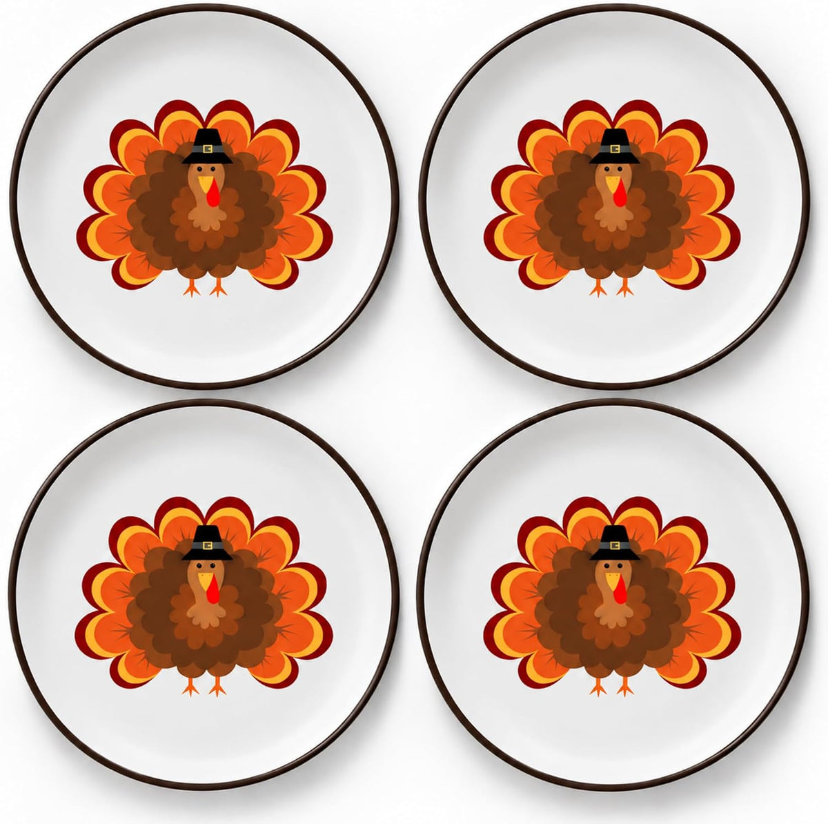 Tiny Expressions Construction Plates for Toddlers, 10" Set of 4 - Multicolor / Thanksgiving