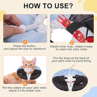 BEAUTYZOO Cat Cone Collar Soft, Cat Recovery E Collars After Surgery to Stop Licking, Adjustable Elizabeth Circle Collar Cute Pet Donut Pillow for Cats Kitten Puppy Small Dogs, Black Suit M