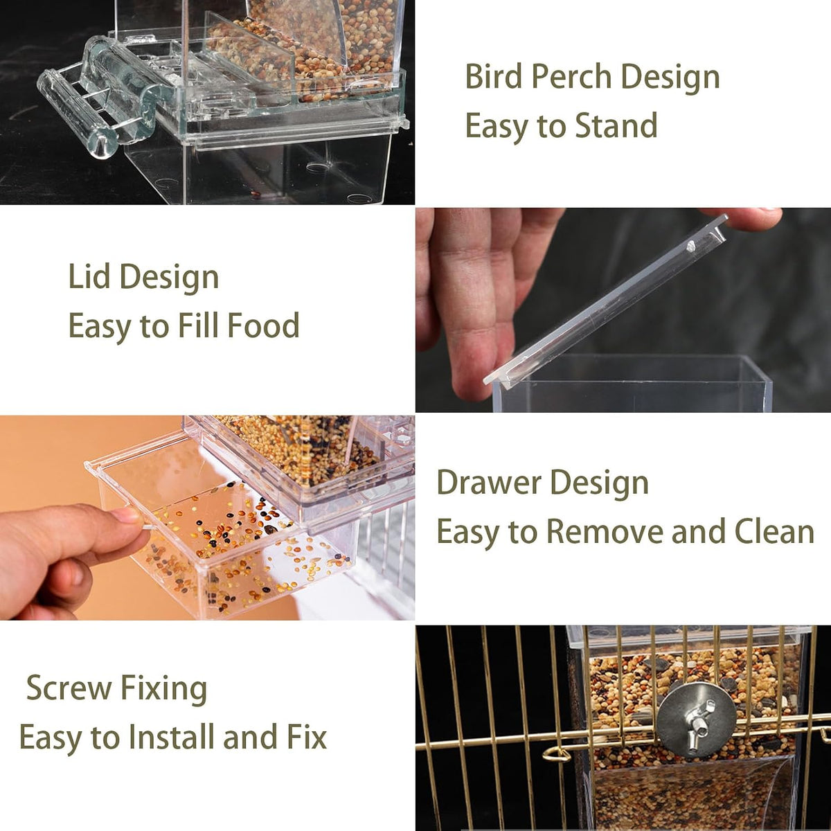 Automatic No Mess Bird Feeder Water Dispenser Set – Essentials for Birds - Transparent + Blue - image 3