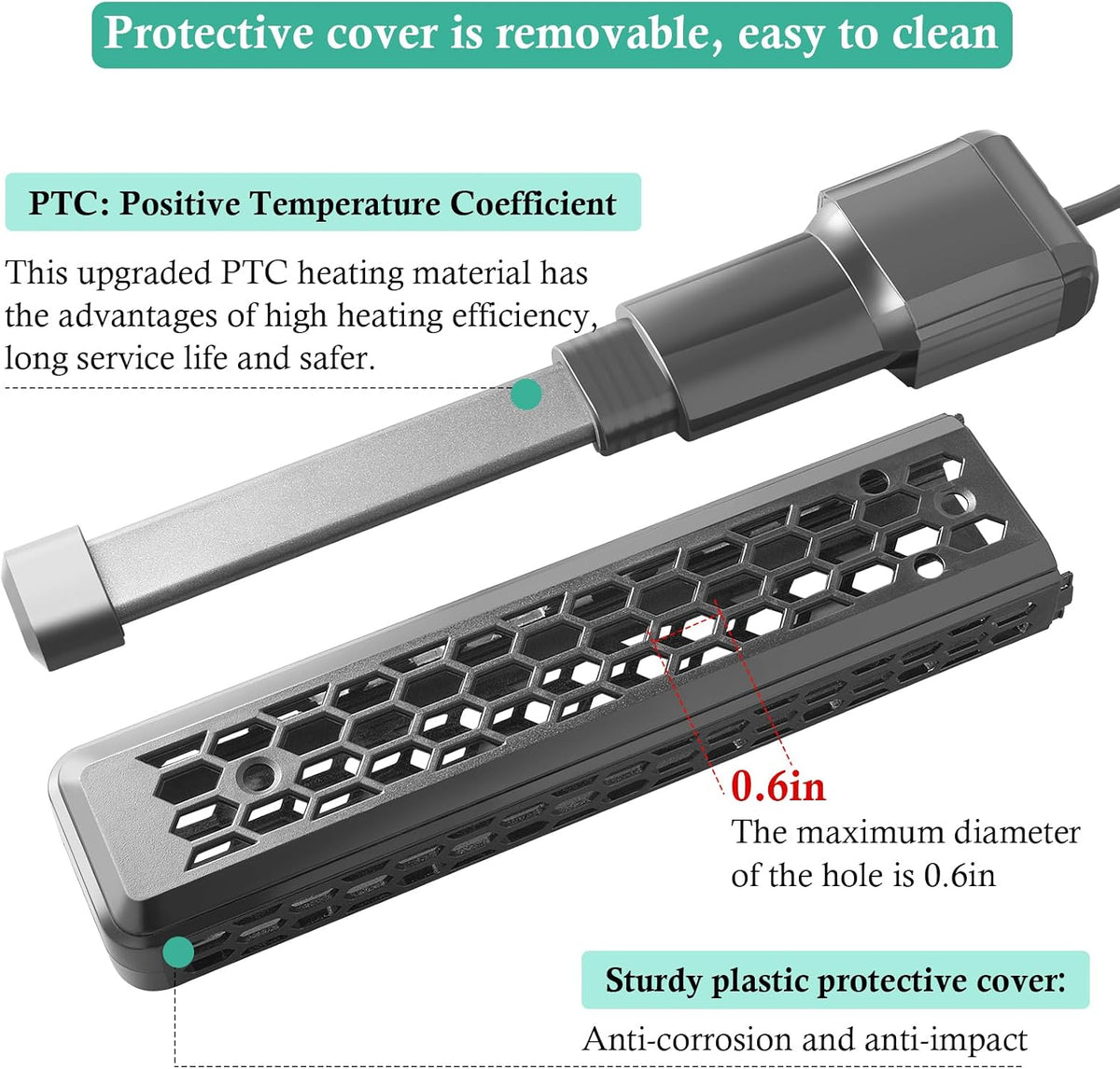 HITOP Aquarium PTC Heater with Controller: 200W 300W 400W Digital - 300W(40-80Gal) - image 3