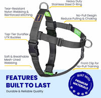 Freedom no pull dog harness for medium dogs with front D-ring and mesh-lined nylon webbing - view 3
