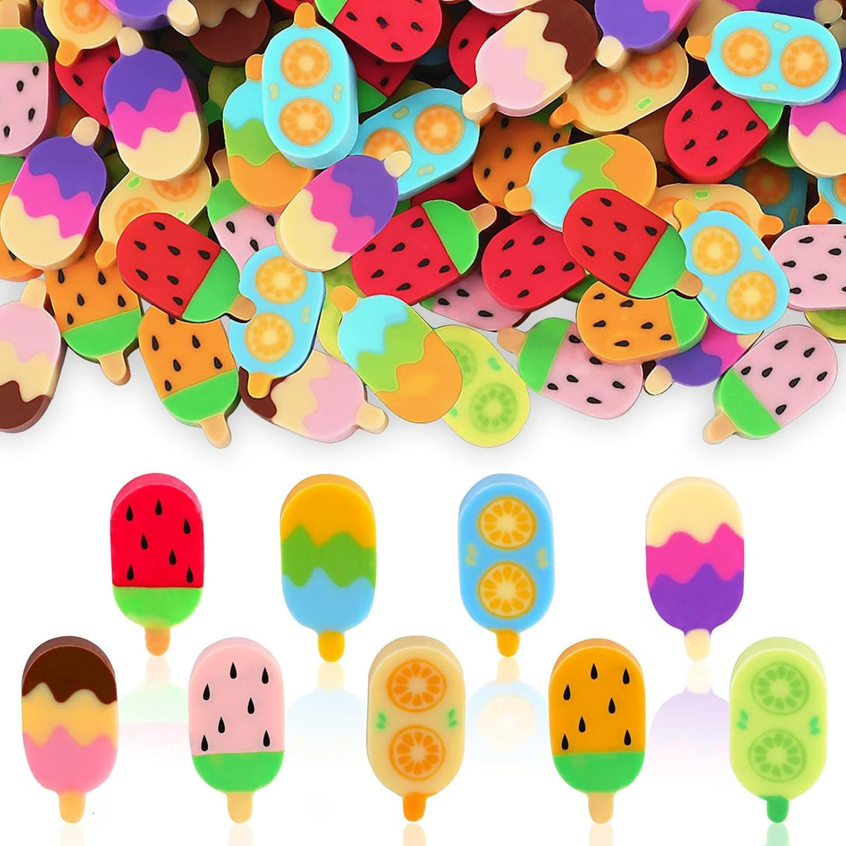 JUNEBRUSHS 150Pcs Fall Mini Erasers - Ice Cream Style