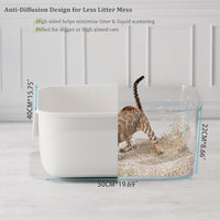 Vealind Large Cat Litter Box High Sided Entry Cat Litter Pan 50 x 40 - White - image 3