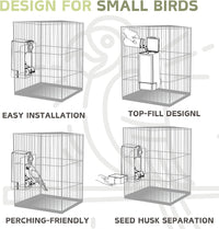 Automatic Bird Feeder, Bird Cage Feeder with Perch for Parakeet Canary Cockatiel Finch – Essentials for Birds - Green - image 4