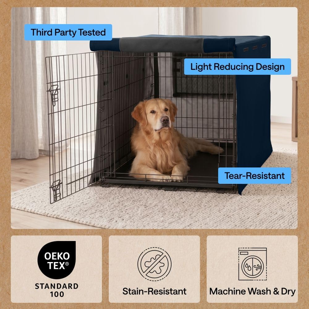 GORILLA GRIP Dog Enclosure Crate Cover Kennel Cage Topper 42in - Navy / 36" X 23" X 25" - image 3