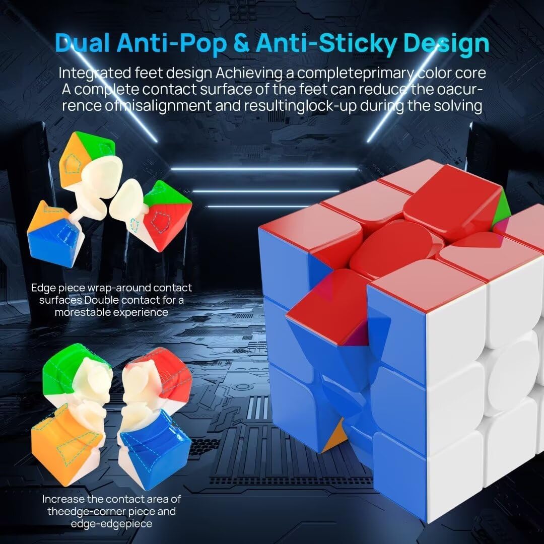 3x3 Speed Cube Stickerless with Stand & Tutorial Toy Gift for Boys - Magnetic Speed Cube - image 4