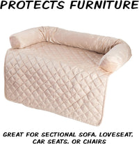 Couch Cover for Dogs - 35x35 Pet Furniture Protector with Memory Foam Neck Bolster, Quilted Fabric - Beige / Large - image 3