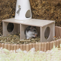 Hamster Peep Tunnel, 2-Chamber Wooden Hamster Hideout - Medium for Dwarf Hamster - image 2