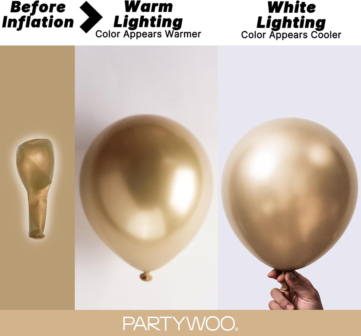 PartyWoo White Balloons 101pcs Matte White Latex Helium Balloons 12 - Gold-g127 - image 3