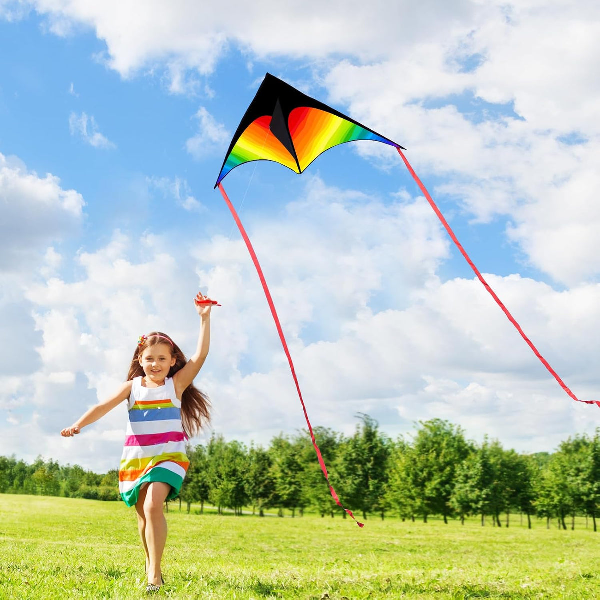 Xida rainbow octopus kite, a frameless ripstop polyester kite with flying line and handle - view 6