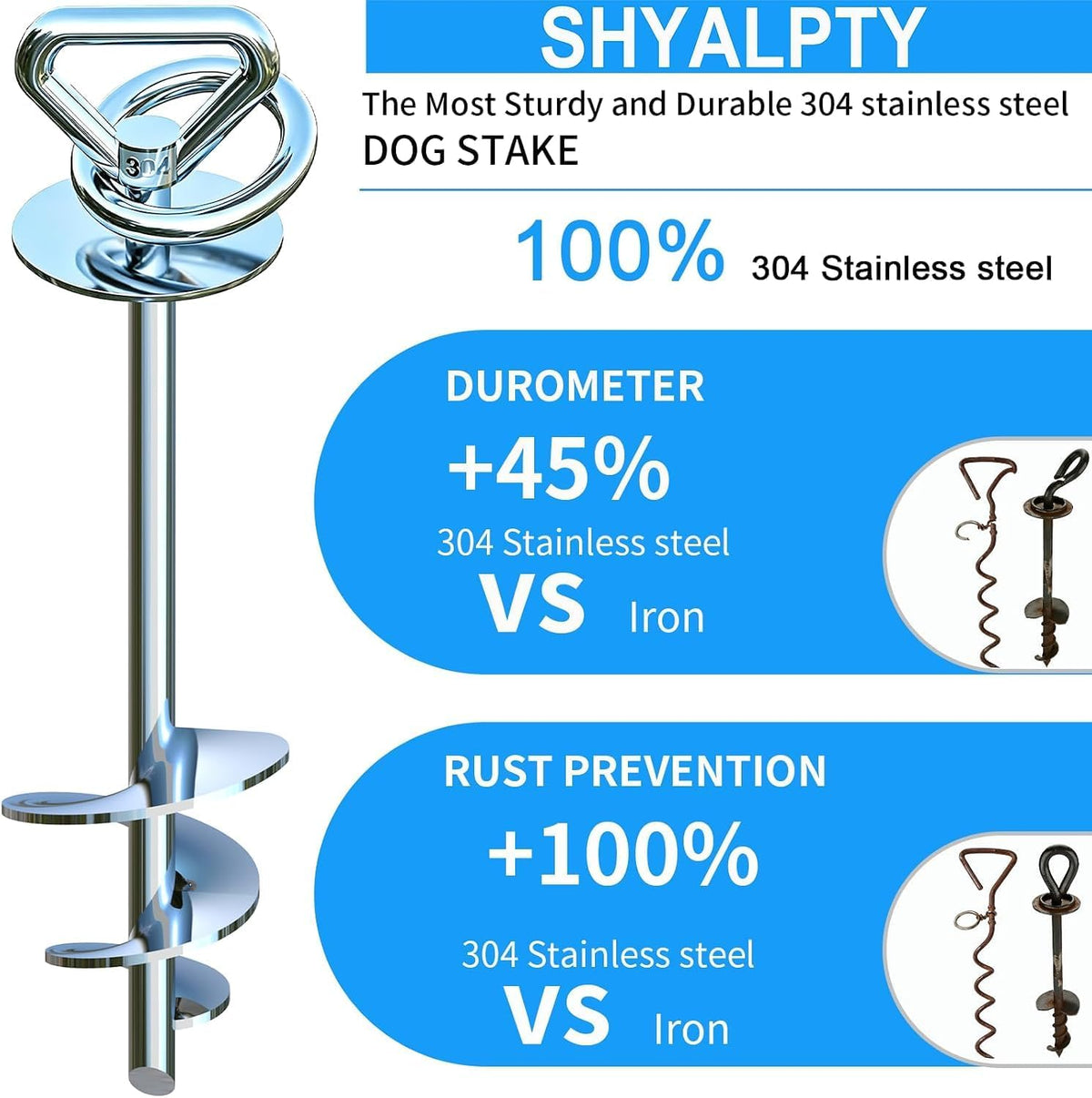 Dog Tie Out Cable and Stake for Camping - dog stake+45ft cable - image 2