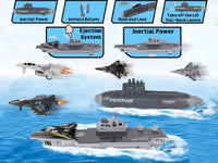 Crelloci aircraft carrier toy set with pull back fighter jets and submarine - view 3