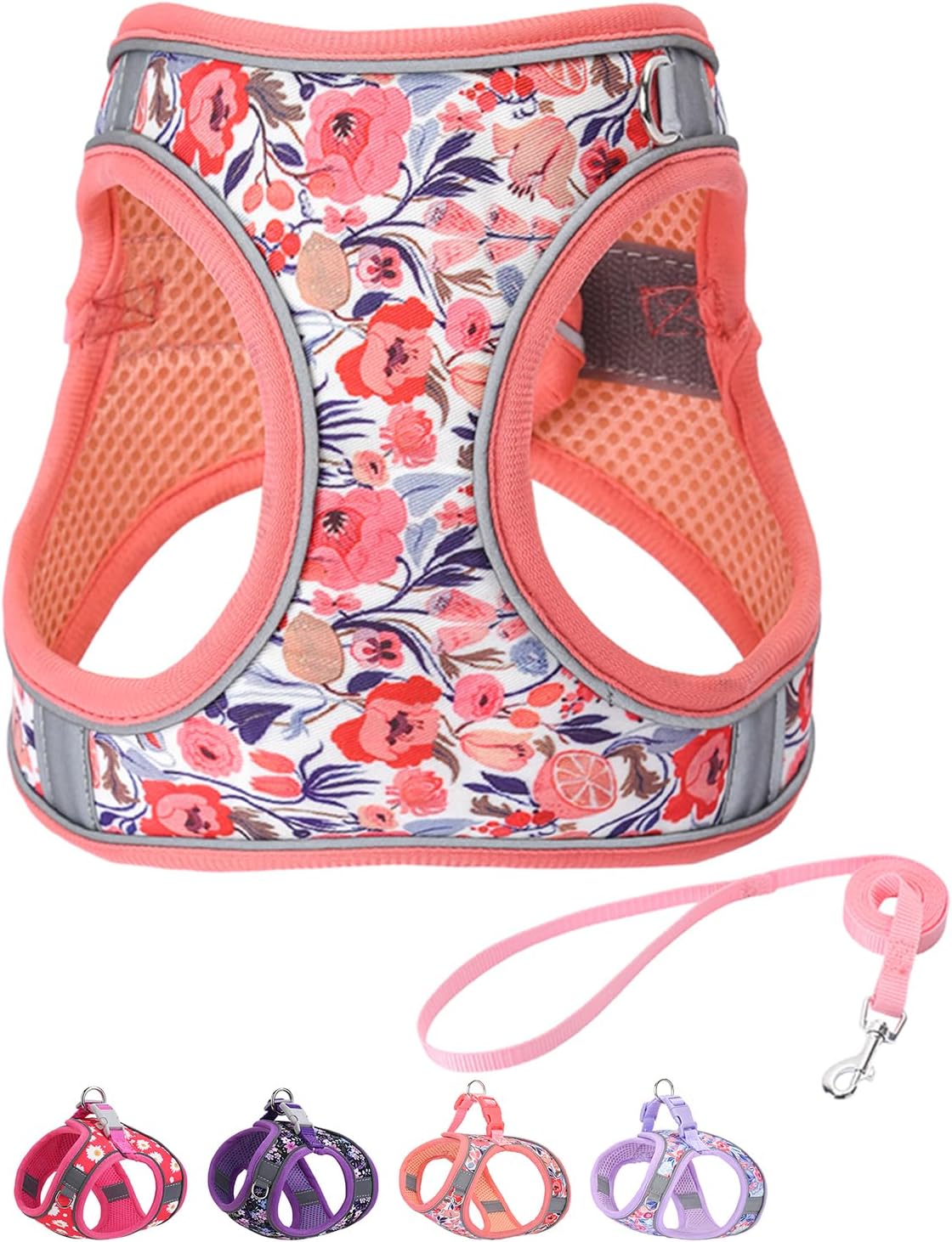 Step in Dog Harness and Leash Set, Pet Vest Harness - Pink / S