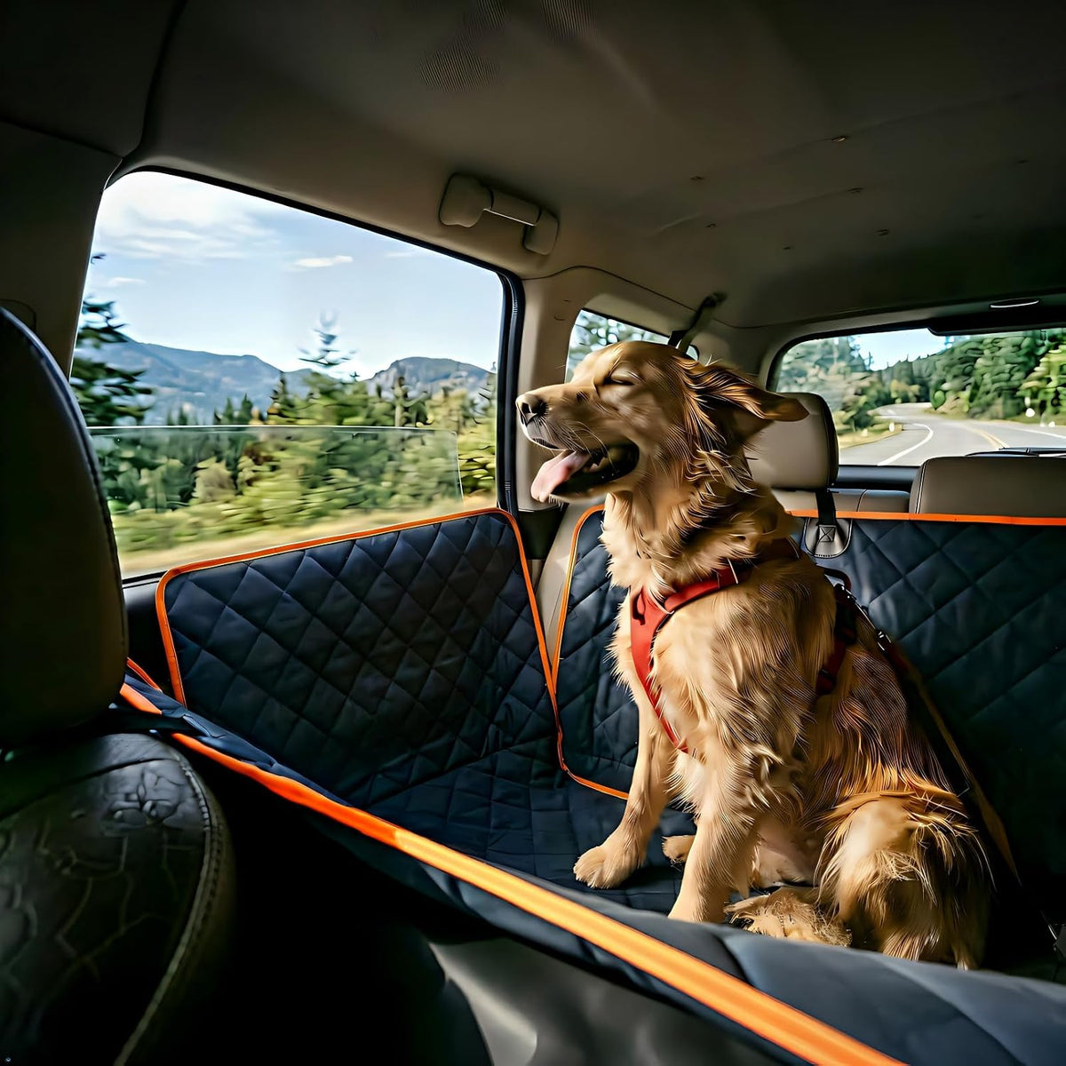 Luxury Dog Car Seat Cover for Back Seat Breathable Mesh Window Dog - Standard / BLACK - image 2