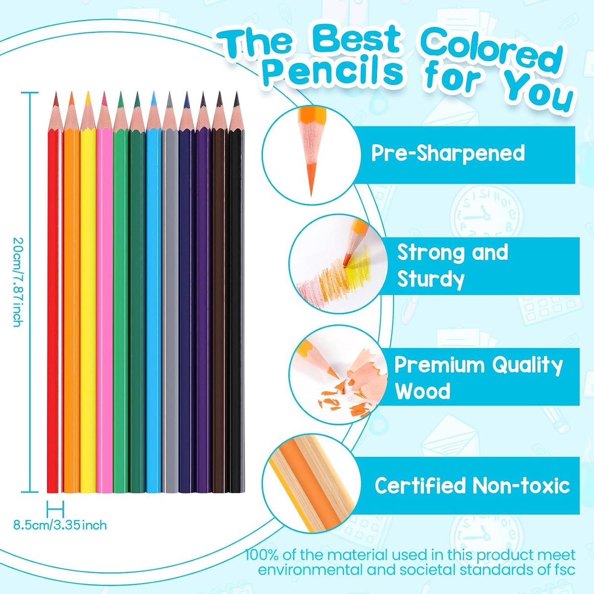 Toidgy 288 count bulk colored pencils in 24 boxed packs of 12 colors - view 4