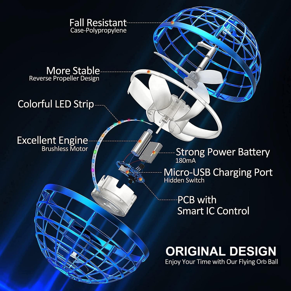 AMERFIST Flying Orb Ball Toy - Blue - image 2
