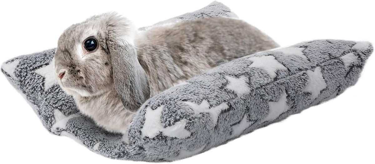 15.7" x 14" Bunny Bed for Rabbit Cage, Thickened & Soft – Daily Care for Small Pets - Gray - Star / 15.7 x 14In