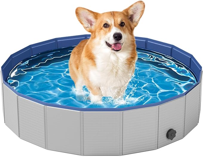 Dog Pool for Small Dogs, Plastic Pool for Dogs, Dog Bathtub Portable, Foldable Pool for Dogs Slip-Resistant (32"x 8")