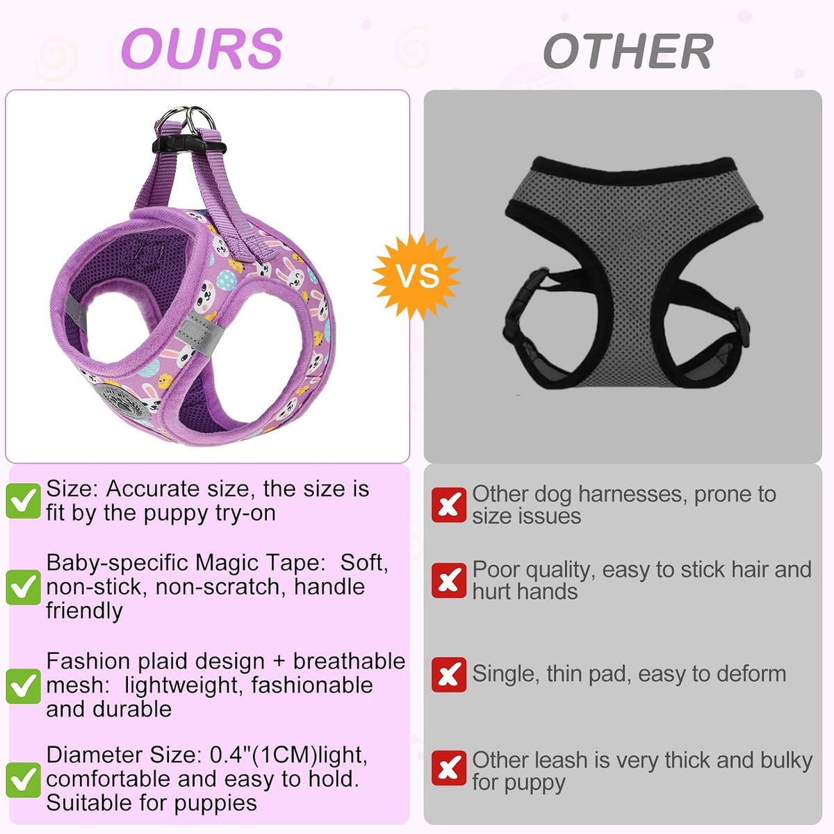 Small Dog Harness and Leash Set, No Pull Puppy Pet Vest, S - XSmall(Chest Girth 13" - 14.5") / Colorful - image 4