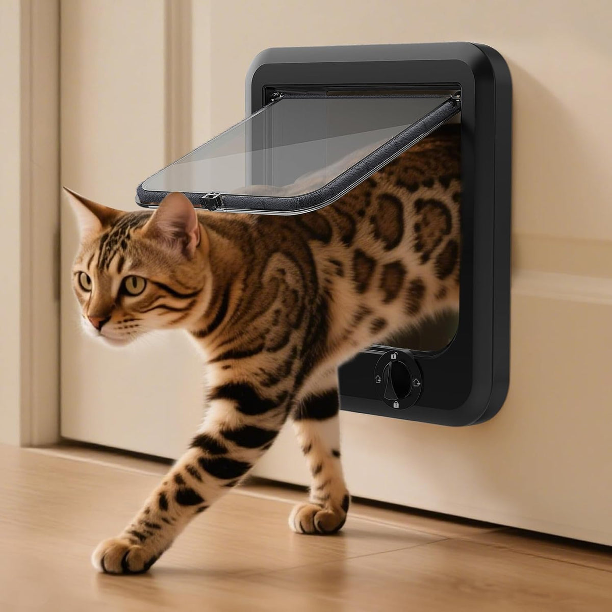 LIBBEPET Cat Door Interior Door - Black / L - Inner Size: 7.1"W x 7.7"H