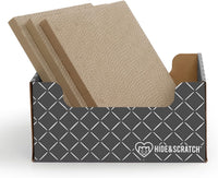 Hide & Scratch Cardboard Cat Scratcher Box & Bed Dark Grey Diamond Pad – Essentials for Cats - Grey