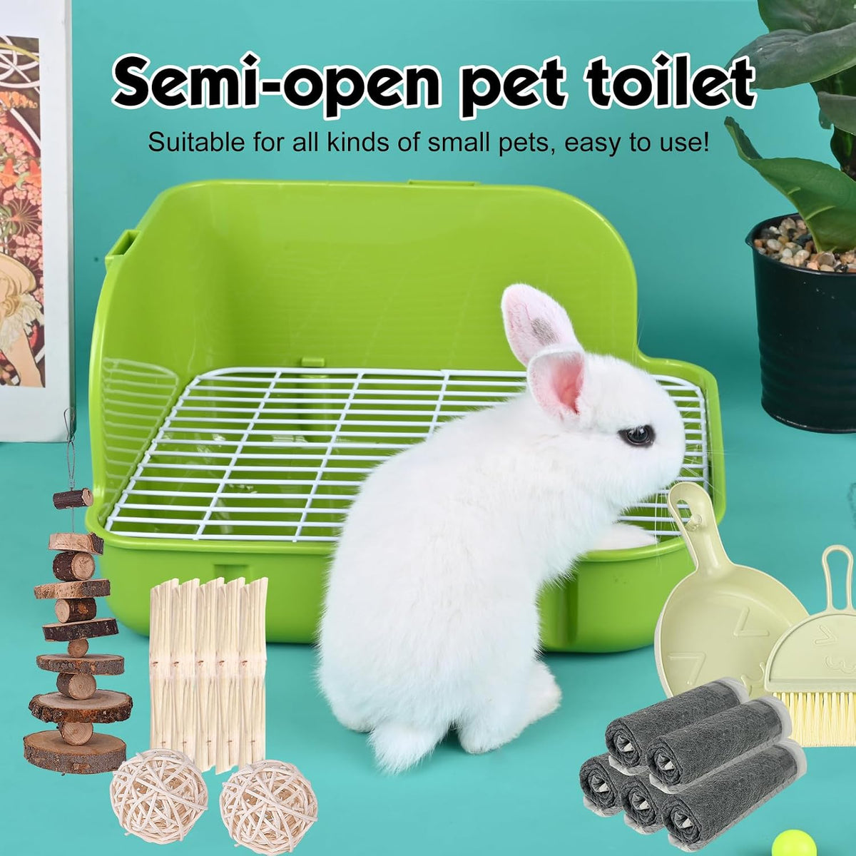 RUBYHOME Rabbit Litter Box Toilet - Green - image 4