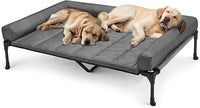 Veehoo Cooling Elevated Dog Bed Add Removable Waterproof Bolster Cushion Mat, Raised Pet Cot with Breathable Teslin Mesh, No-Slip Feet, Dog Sofa Bed for Indoor Outdoor, XXLarge, Black Silver