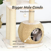 KAMABOKO Modern Cat Tree, 53" Cat Tower for Indoor Cats Natural Sisal Scratching Posts, Hand-Woven Condo & Top Perch, Cat Tree Tower for Kittens Climb Play & Rest