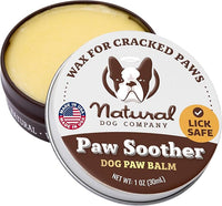Natural Dog Company Paw Soother Balm & Wax for Dogs, Moisturizing Relief for Dry, Cracked Paws, Lick-Safe,Repairs & Heals, Protects Against Extreme Weather, Coconut Oil & Vitamin E, 1 oz Tin