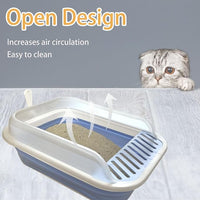 Collapsible Kitten Litter Box, Open Small Cat Litter Box with High Side Shallow Kitten Litter Pan Anti-Splashing Waterproof Low Entry Travel Litter Pan with Falling Sand Pedal