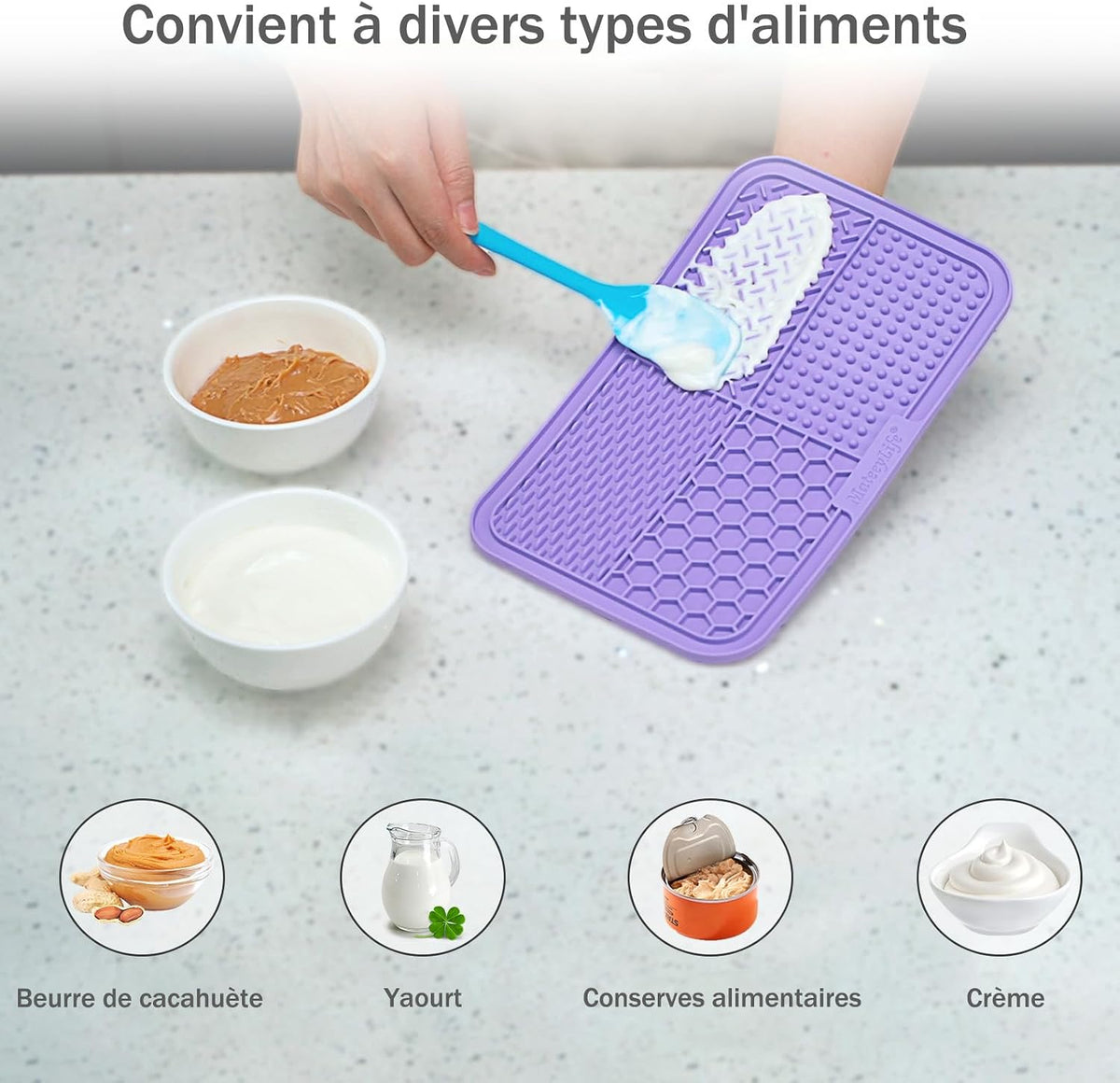 MateeyLife Lick Mat for Dogs & Cats - Purple&Cyan / 9.9'' × 6'' - image 3