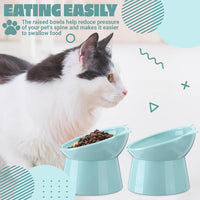 Zhehao 2 Pcs Elevated Cat Bowl Set, Tilted 15° - Cat Ears / Light Green - image 3