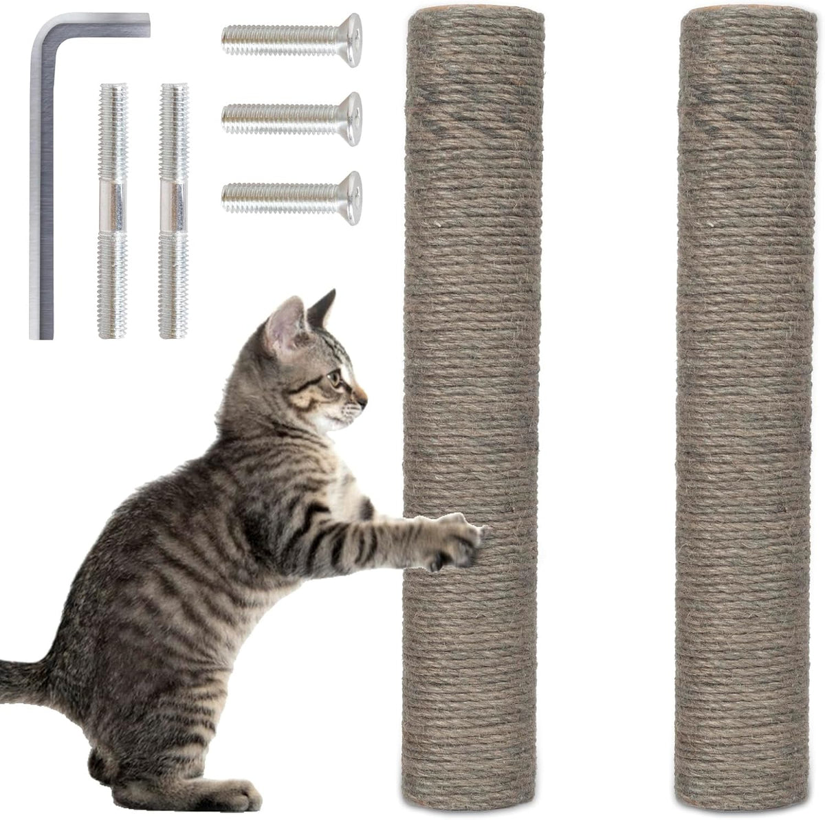 PowerKing Natural Sisal Replacement Scratching Post - 15.7''+15.7'' (2.67''Thick) / Grey