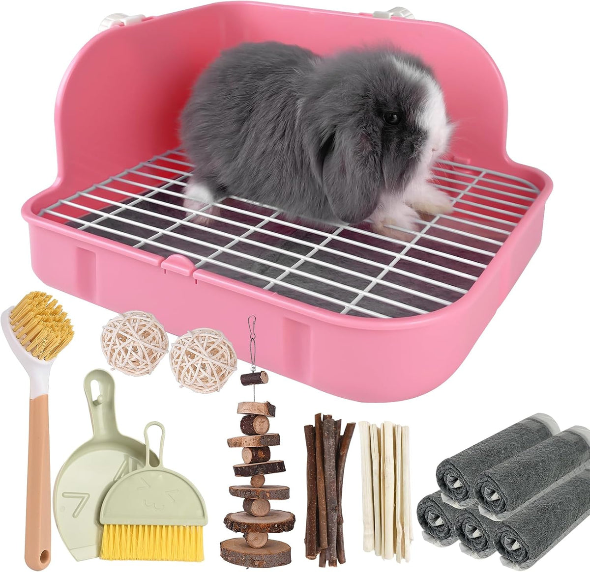 Rabbit Litter Box, Bunny Litter Box, Guinea Pig Potty Trained - Pink