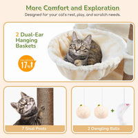 Globlazer 74in Heavy Duty Cat Tree Tower for Indoor Cats Large Adult - Beige / 74inch - image 4