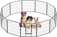 BestPet Dog Playpen Indoor 32 inch 12 Panels Metal Dog Pen Pet Dog Fence Outdoor Exercise Pen with Doors,Pet Puppy Playpen for RV Camping Yard, Black