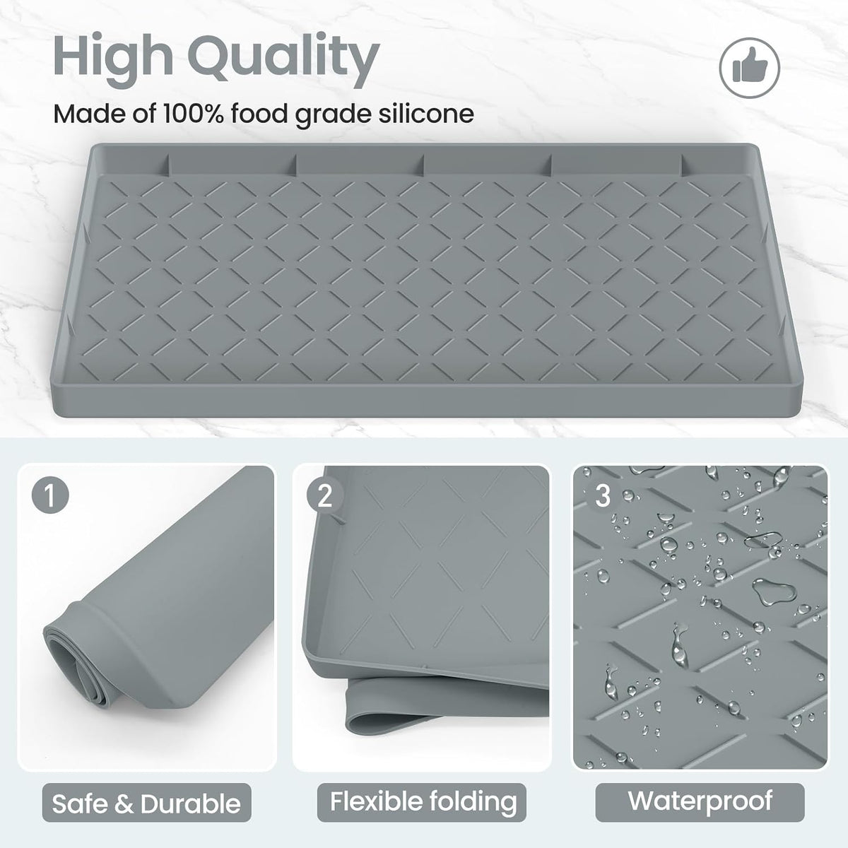 MateeyLife Silicone Waterproof Mat for Dog & Cat Food Mat 19"X12" – Essentials for Dogs - 22''W x 34''L / Bronze - image 4