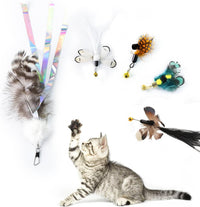 Cat Insect Feather Toys Replacement Cat Toy Wand Refills - Style 2 and Wand - image 4