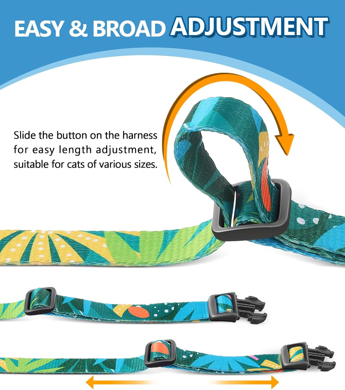 Cat Harness and Leash Set, Escape Proof Cat Harnesses – Essentials for Cats - Hawaii Green / Small (4-10 lb) - image 2