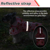 Dog Raincoat Hooded Slicker Poncho with Leash Hole - S:10-15lbs / Strawberry Pink - image 4