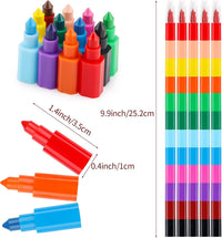 Hxezoc 20 stackable buildable crayons with 12 colors each and clear caps - view 2