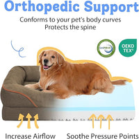 Washable Orthopedic Large Dog Bed - XL Large Dog Bed with Removable Bolsters Cover Foam Support Big Dogs Beds Non-Slip Bottom & Waterproof
