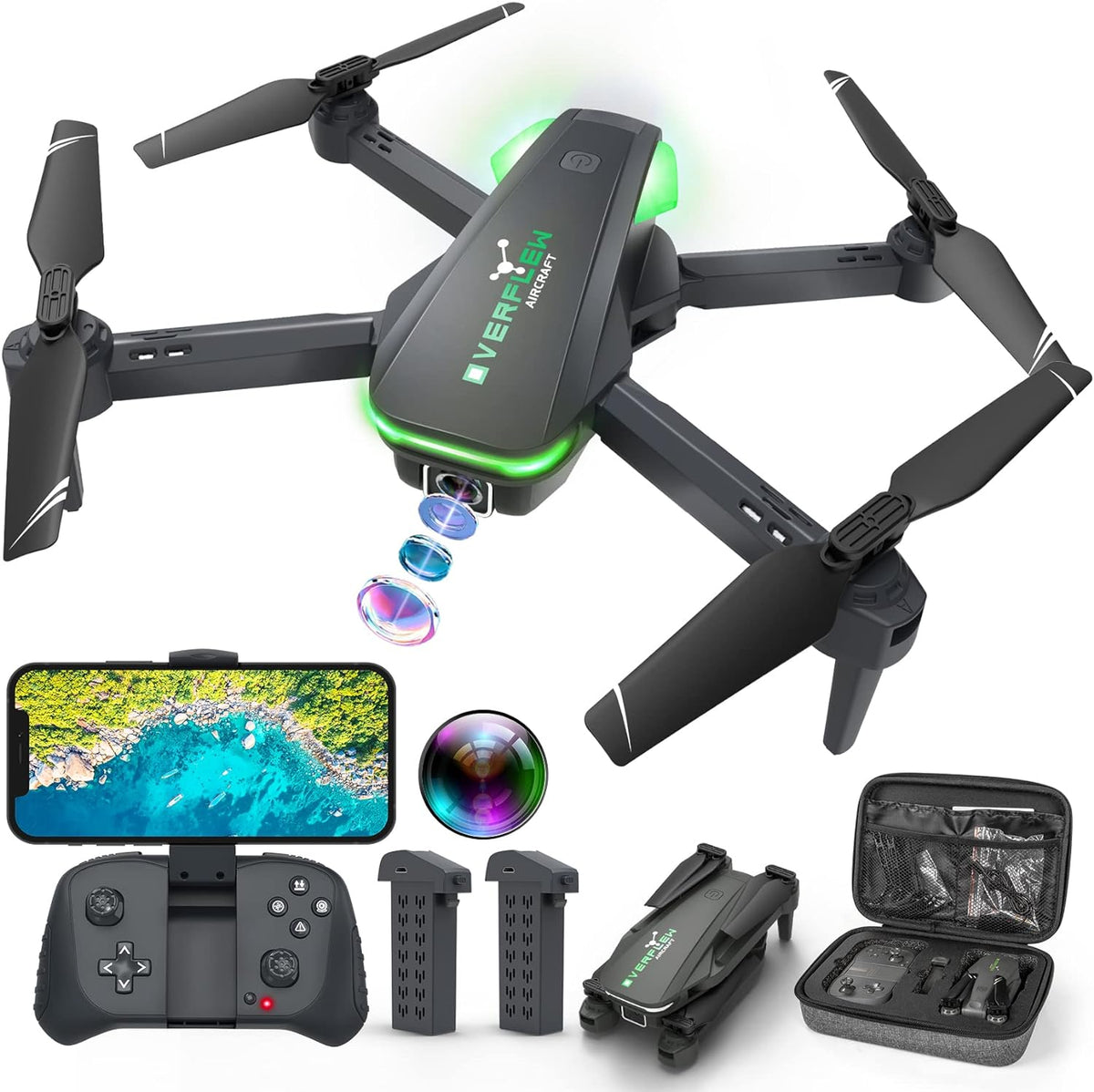 Drone with 1080P Camera for Beginners and Adults - Green