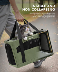 Pecute Cat Carrier Stable, Pet Carrier with Privacy Partition - Green Regular / 16.9"L x 11.0"W x 11.0"H - image 2